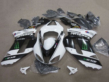 Carénages Moto Kawasaki ZX6R 2007-2008 - Noir Blanc Monstre