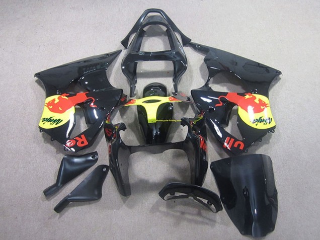 Carénage Moto Kawasaki ZX6R 2000-2002 - Noir Brillant Jaune Red Bull