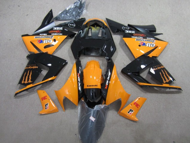 Carénages Moto Kawasaki ZX10R 2004-2005 - Orange Noir Brillant 3M Monstre