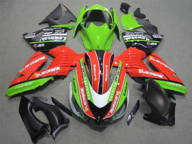 Carénages Moto Kawasaki ZX14R ZZR1400 2006-2011 - Vert Rouge Blanc Noir Elf Motocard