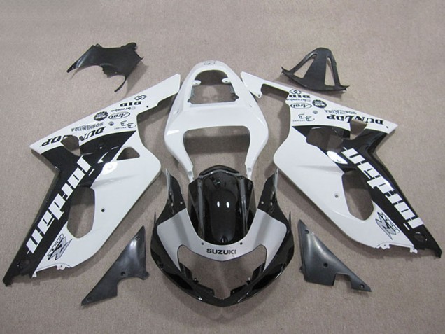 Carénages Moto Suzuki GSXR 600 2001-2003 - Blanc Noir Brillant Jordan
