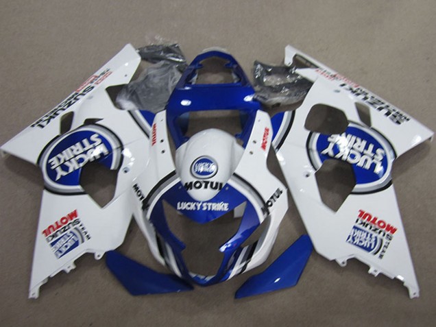 Carénages Moto Suzuki GSXR 600 2004-2005 - Blanc Bleu Lucky Strike Motul