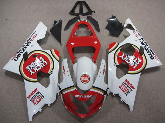 Carénages Moto Suzuki GSXR 600 2004-2005 - Blanc Rouge Lucky Strike Motul