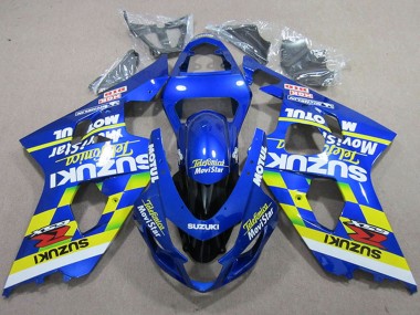 Carénages Moto Suzuki GSXR 750 2004-2005 - Bleu Jaune Néon Telefumica MoviStar Motul
