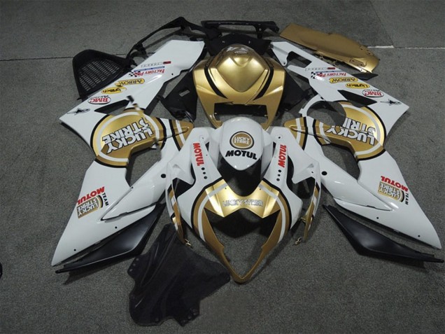 Carénages Moto Suzuki GSXR 1000 2005-2006 - Blanc Or Lucky Strike Motul