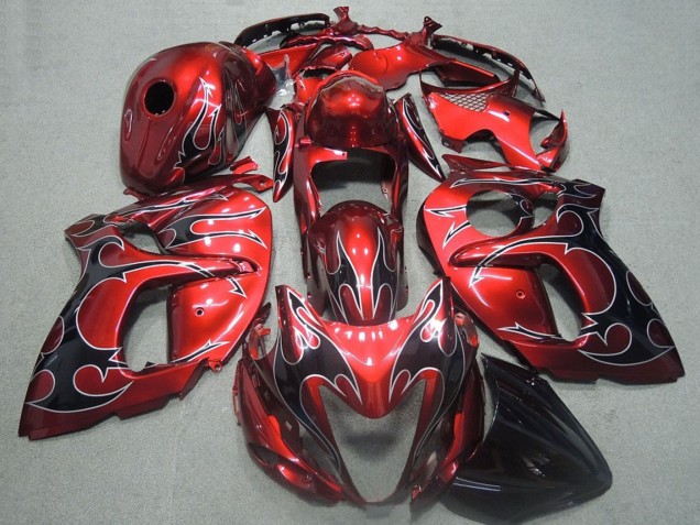 Carénages Moto Suzuki GSXR 1300 Hayabusa 2008-2020 - Rouge Noir Flamme