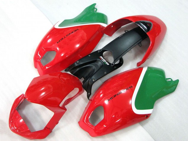 Carénages Moto Ducati Monster 696 2008-2012 - Rouge Blanc Vert
