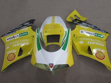 Carénages Moto Ducati 748 1993-2005 - Jaune Blanc Vert Shell Info Strrda