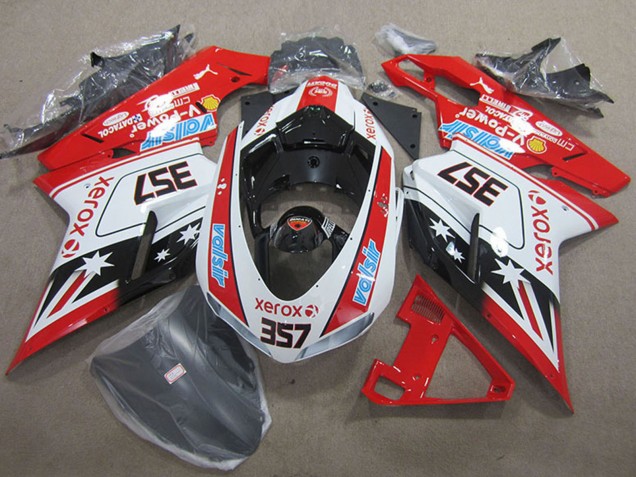 Carénages Moto Ducati 1098 2007-2014 - Blanc Rouge Noir Xerox 357
