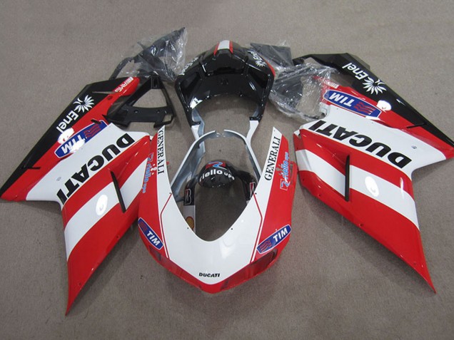 Carénages Moto Ducati 1098 2007-2014 - Rouge Blanc Noir Generali Tim