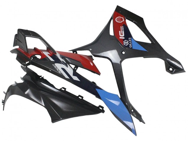 Carénages Moto BMW S1000RR 2023-2024 - Bleu Rouge Fibre de Carbone