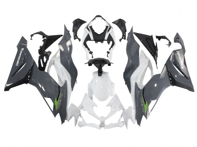Carénages Moto Kawasaki ZX6R 2019-2022 - Blanc Gris Vert