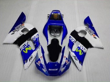 Carénage Moto R6 98-02 - Bleu Vert Blanc