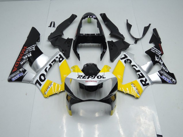 Carénage Moto CBR 900 RR 929 00-01 - Jaune Argent Noir Repsol Carénage Moto CBR 900 RR 929 00-01 - Jaune Argent Noir Repsol