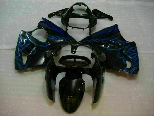 Carénage Moto ZX6R 00-02 - Noir avec Bleu Flamme Carénage Moto ZX6R 00-02 - Noir avec Bleu Flamme