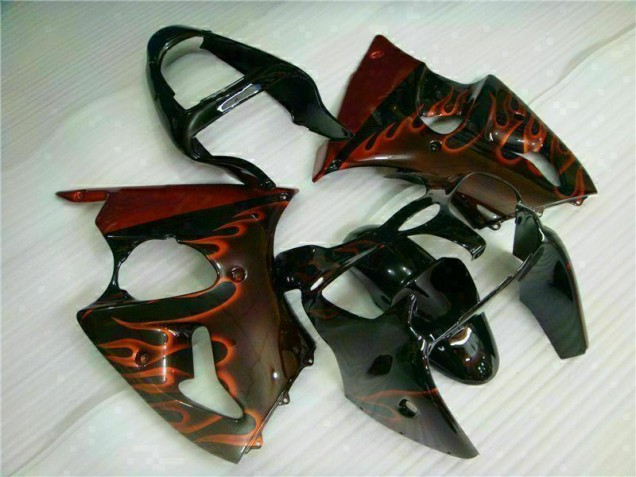 Carénage Moto ZX6R 00-02 - Noir Rouge Flamme