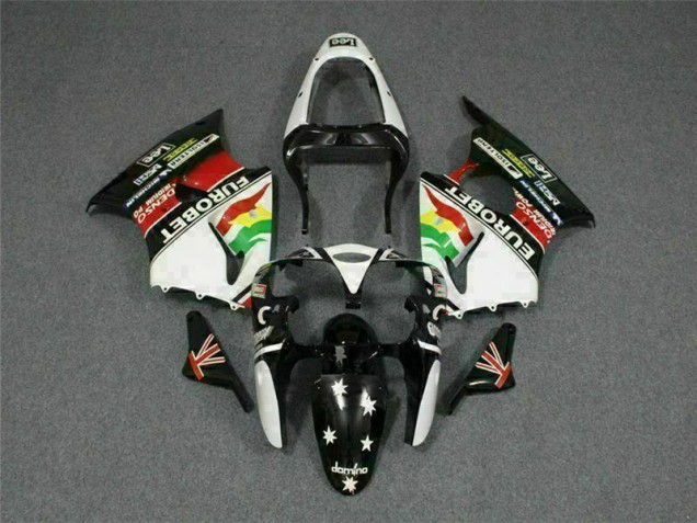 Carénage Moto ZX6R 00-02 - Noir Blanc Eurobet