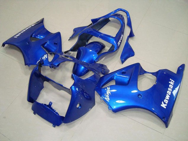 Carénage Moto ZX6R 00-02 - Bleu avec Blanc Décalque Carénage Moto ZX6R 00-02 - Bleu avec Blanc Décalque