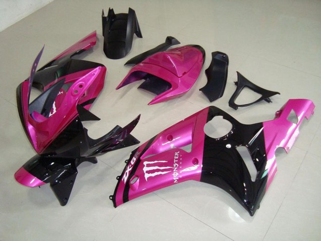 Carénage Moto ZX6R 03-04 - Rose Noir Monster Carénage Moto ZX6R 03-04 - Rose Noir Monster