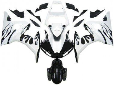Carénage Moto R6 03-05 - Blanc Flamme Noir