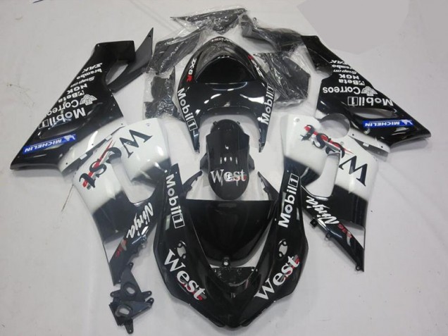 Carénages Moto ZX6R 05-06 - Blanc Noir Carénages Moto ZX6R 05-06 - Blanc Noir