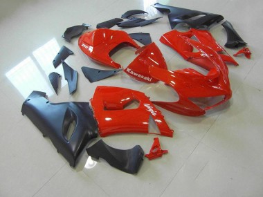 Carénage Moto ZX6R 05-06 - Rouge et Noir Mat