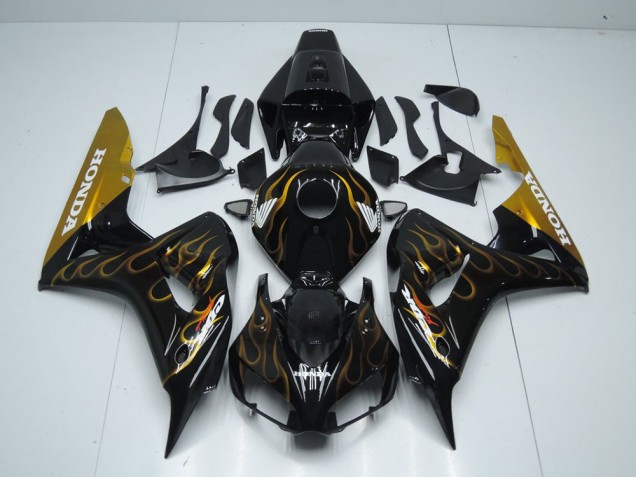 Carénage Moto CBR 1000 RR 06-07 - Noir Or Flamme Carénage Moto CBR 1000 RR 06-07 - Noir Or Flamme