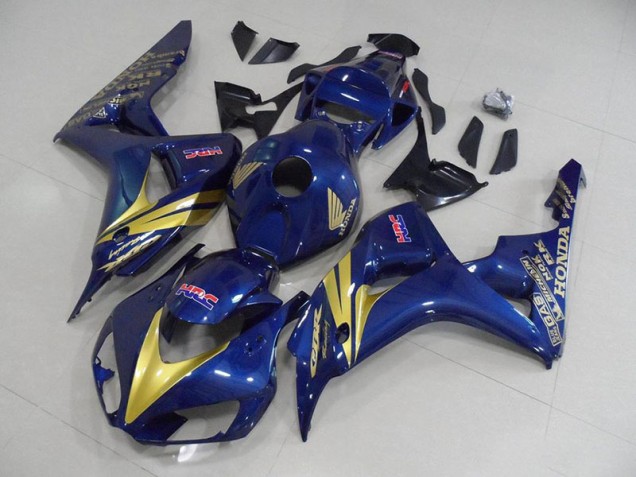 Carénage Moto CBR 1000 RR 06-07 - Bleu Foncé avec Or Bande Carénage Moto CBR 1000 RR 06-07 - Bleu Foncé avec Or Bande