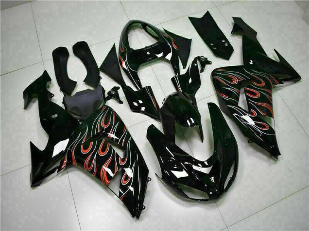 Carénages Moto ZX10R 06-07 - Noir Rouge Flamme Carénages Moto ZX10R 06-07 - Noir Rouge Flamme