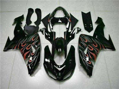 Carénages Moto ZX10R 06-07 - Noir Rouge Flamme