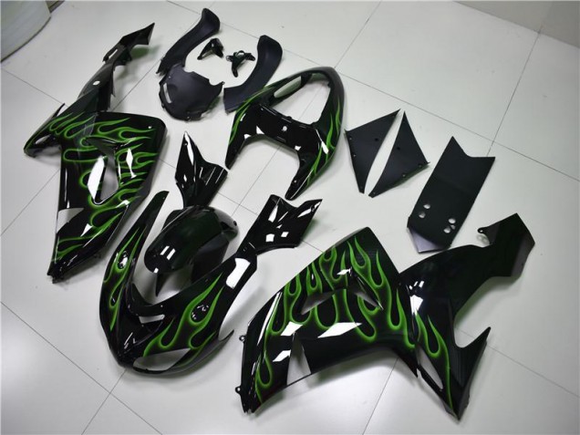 Carénage Moto ZX10R 06-07 - Noir Vert Flamme