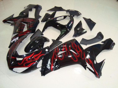 Carénage Moto ZX10R 06-07 - Noir Rouge Flamme