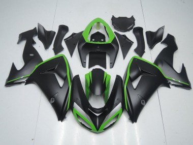 Carénage Moto ZX10R 06-07 - Noir Mat avec Ligne Verte