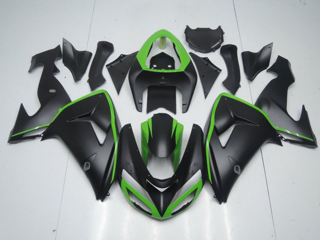 Carénage Moto ZX10R 06-07 - Noir Mat avec Ligne Verte
