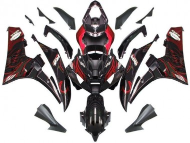 Carénage Moto R6 06-07 - Noir Rouge Flamme