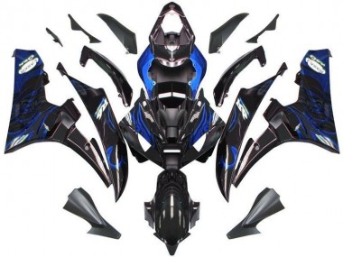 Carénage Moto R6 06-07 - Noir Bleu Flamme