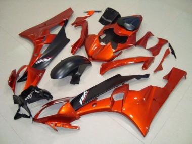Carénages Moto R6 06-07 - Orange Noir Mat