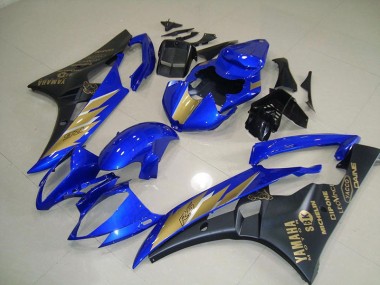 Carénage Moto R6 06-07 - Noir Bleu avec Or Décalque
