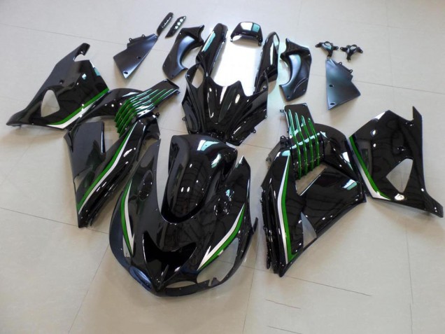 Carénage Moto ZX14R ZZR 1400 06-11 - Noir Brillant avec Ligne Verte Carénage Moto ZX14R ZZR 1400 06-11 - Noir Brillant avec Ligne Verte