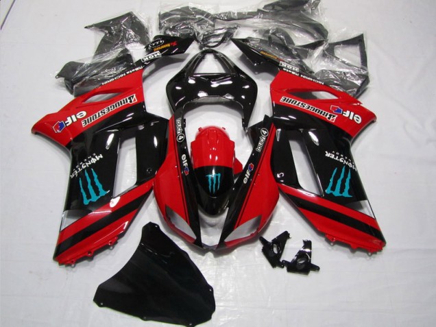 Carénage Moto ZX6R 07-08 - Rouge Noir Monster Carénage Moto ZX6R 07-08 - Rouge Noir Monster