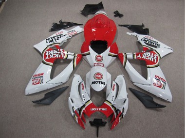 Carénage Moto GSXR 1000 K5 05-06 - Blanc Lucky Strike Rouge Motul