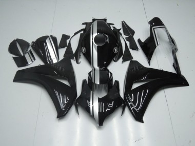 Carénage Moto CBR 1000 RR 08-11 - Noir Brillant avec Argent Bande