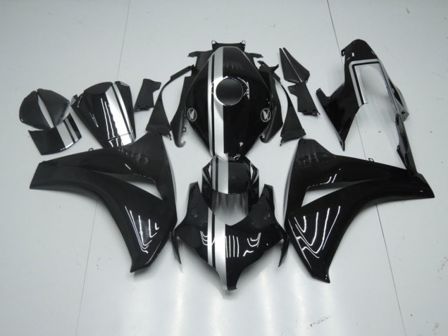 Carénage Moto CBR 1000 RR 08-11 - Noir Brillant avec Argent Bande Carénage Moto CBR 1000 RR 08-11 - Noir Brillant avec Argent Bande