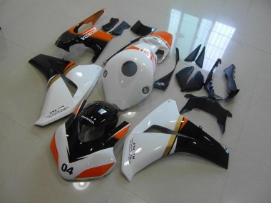 Carénage Moto CBR 1000 RR 08-11 - Blanc et Noir et Orange Courses