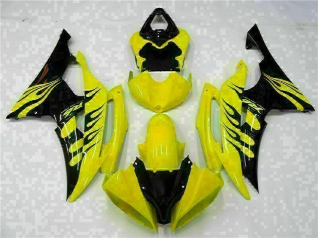 Carénages Moto R6 08-16 - Jaune Noir Carénages Moto R6 08-16 - Jaune Noir