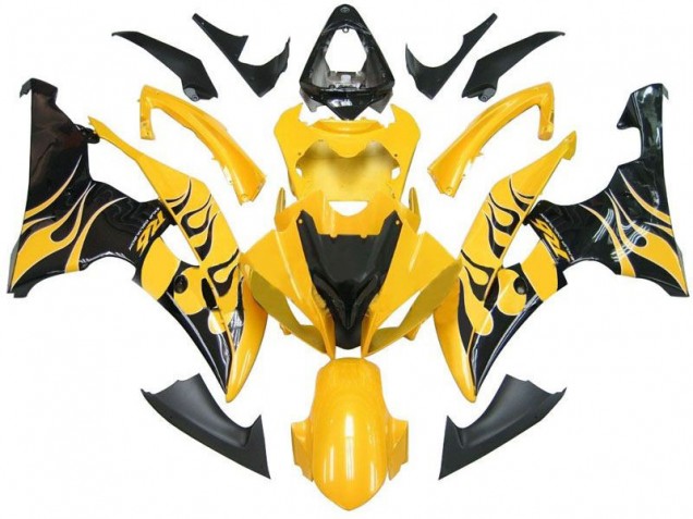 Carénage Moto R6 08-16 - Jaune Noir Flamme R6 Carénage Moto R6 08-16 - Jaune Noir Flamme R6