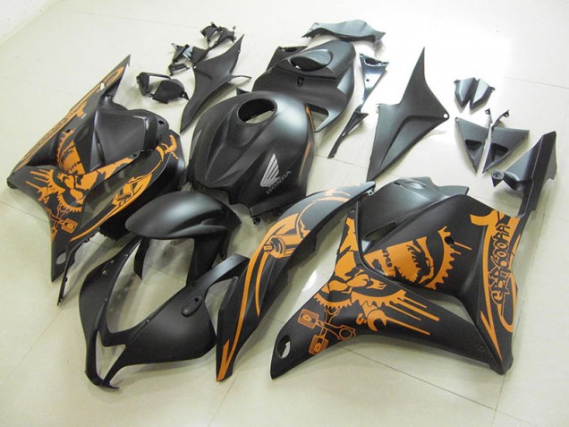 Carénage Moto CBR 600 RR 09-12 - Noir Mat Orange Décalque Carénage Moto CBR 600 RR 09-12 - Noir Mat Orange Décalque