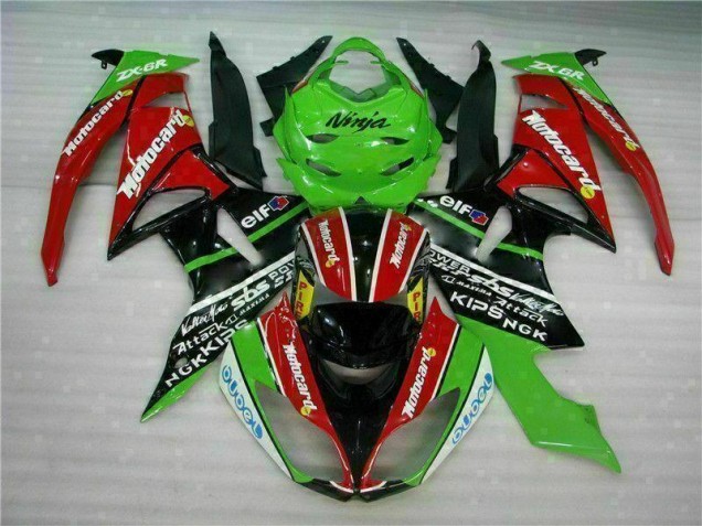 Carénage Moto ZX6R 09-12 - Noir Rouge Vert Motocard