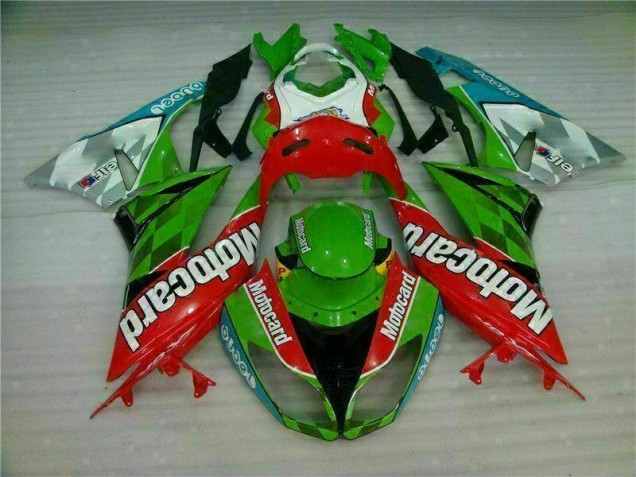 Carénage Moto ZX6R 09-12 - Rouge Vert Motocard Carénage Moto ZX6R 09-12 - Rouge Vert Motocard