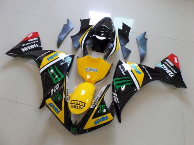 Carénages Moto R1 12-14 - Jaune Noir Monster